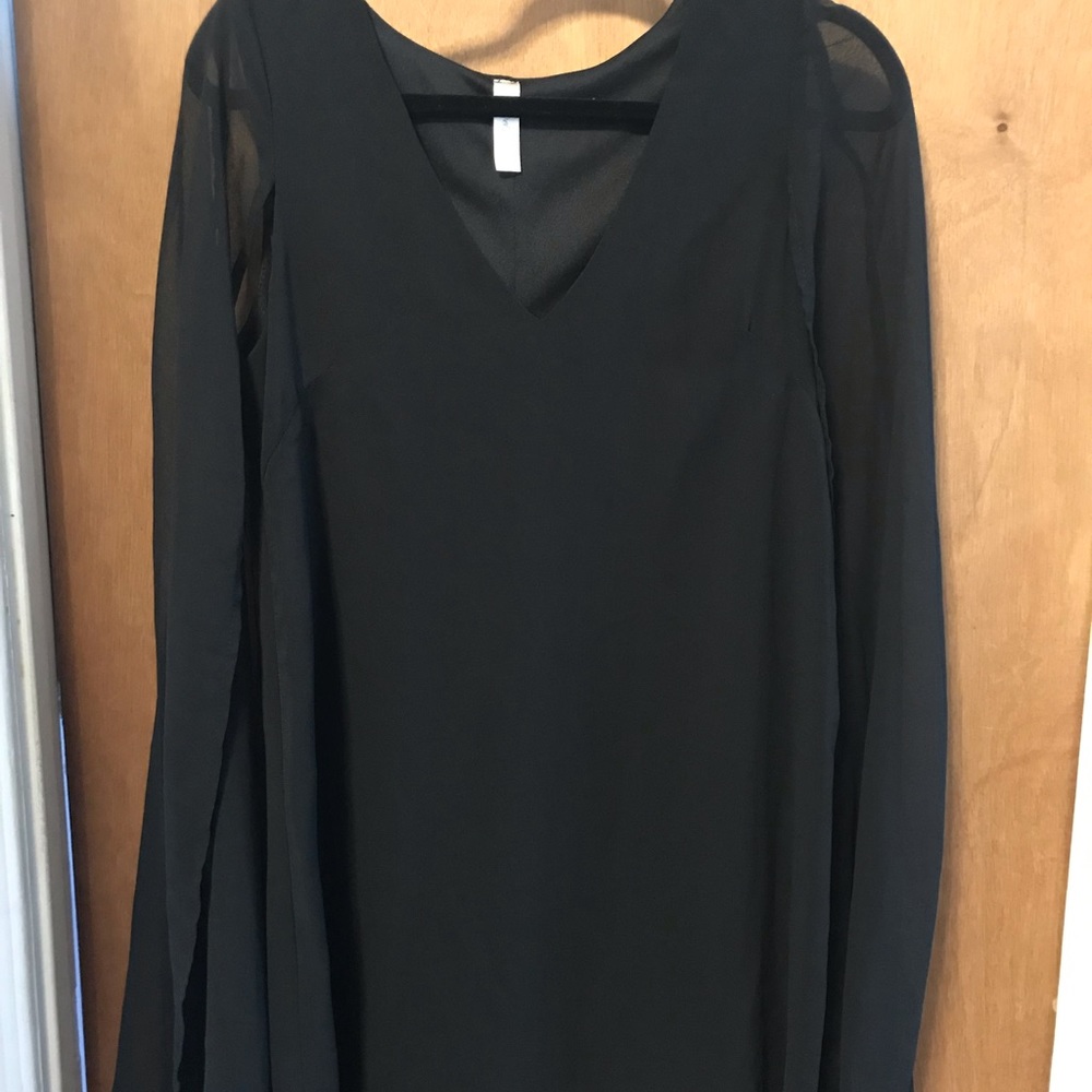 Black Dress with Cape Sleeves